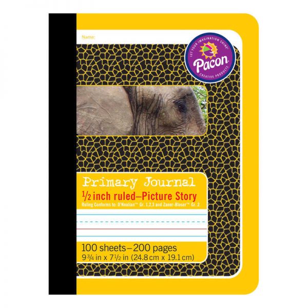 Pacon® Primary Composition Book, Book Bound, D'Nealian Grades/Zaner-Bloser, 1/2" x 1/4" x 1/4" Picture Story Ruled, 9-3/4" x 7-1/2", 100 Sheets