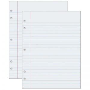 Pacon® Composition Paper, White, 5-Hole Punched, Red Margin, 3/8" Ruled, 8" x 10-1/2", 500 Sheets Per Pack, 2 Packs