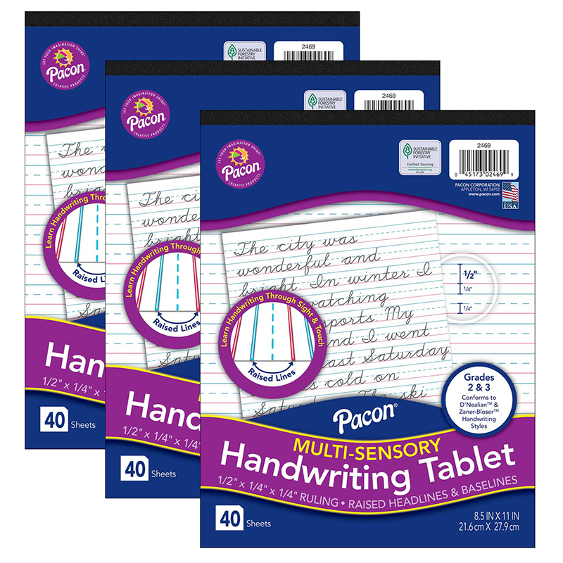 TeachersParadise Pacon® MultiSensory Raised Ruled Tablet, TapeBound