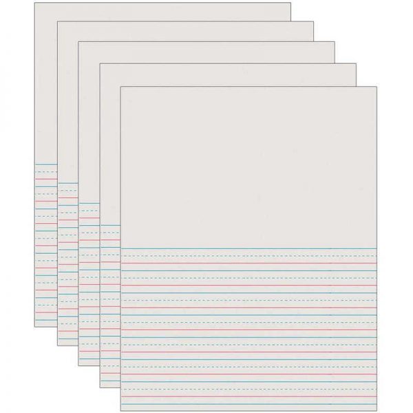 Pacon® Newsprint Handwriting Paper, Picture Story, Grade 2, 1/2" x 1/4" x 1/4" Ruled Short, 8-1/2" x 11", 500 Sheets Per Pack, 5 Packs