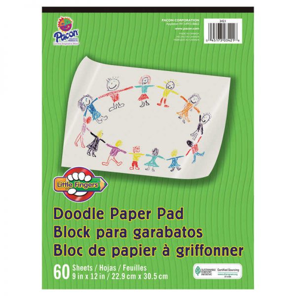 Pacon® Doodle Pad, White, 9" x 12", 60 Sheets