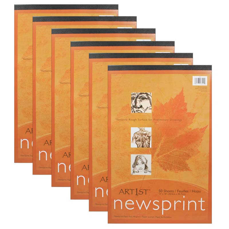 TeachersParadise - UCreate® Newsprint Pad, White, 12 x 18, 50 Sheets,  Pack of 6 - PAC3441-6