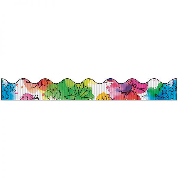 Bordette® Designs Decorative Border, Watercolor Flowers, 2-1/4" x 25', 1 Roll
