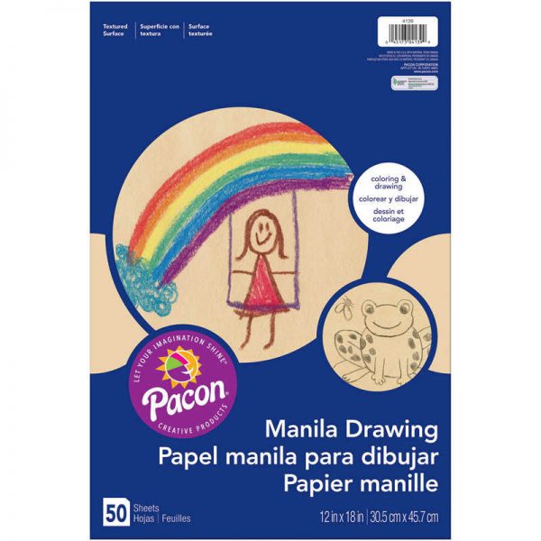 Art Street® Drawing Paper, Manila, Standard Weight, 12" x 18", 50 Sheets