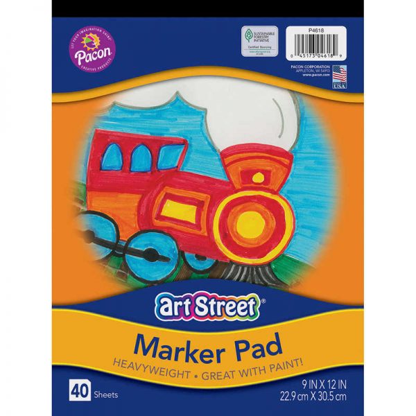 Art Street® Marker Pad, White, 9" x 12", 40 Sheets