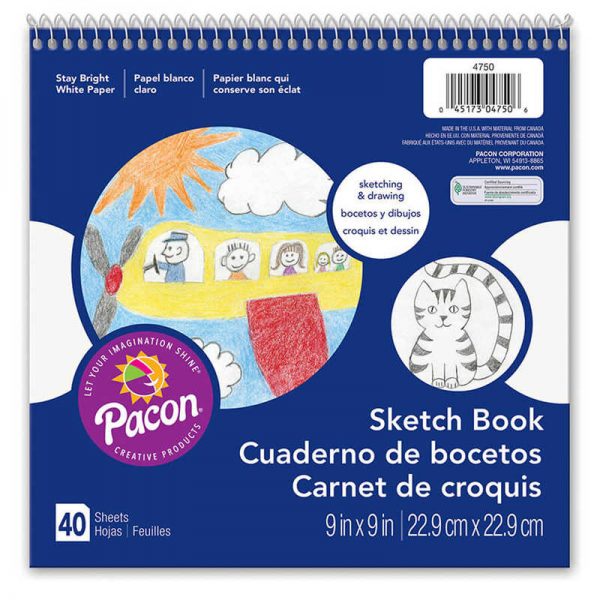 Art Street® Sketch Book, White, 9" x 9", 40 Sheets