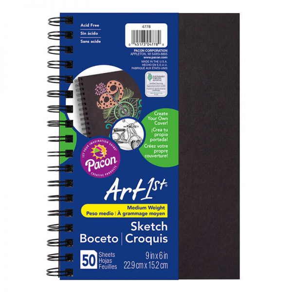 UCreate® Create Your Own Cover Sketch Diary, Black Chip Cover, 9" x 6", 50 Sheets
