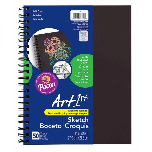 UCreate® Create Your Own Cover Sketch Diary, Black Chip Cover, 11" x 8-1/2", 50 Sheets
