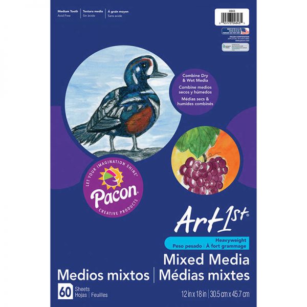 UCreate® Mixed Media Art Paper, Heavyweight, 12" x 18", 60 Sheets