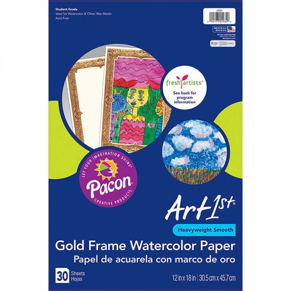 UCreate® Gold Frame Watercolor Paper, 12" x 18", 30 Sheets