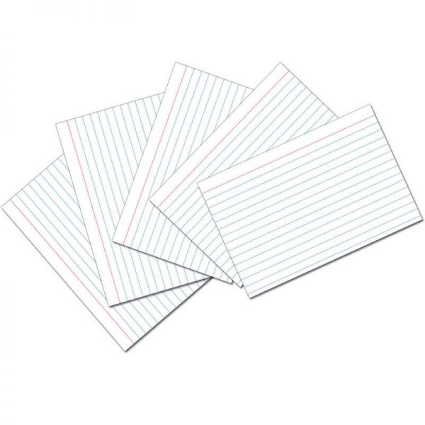Pacon® Index Cards, White, Ruled, 1/4" Ruled 4" x 6", 100 Cards