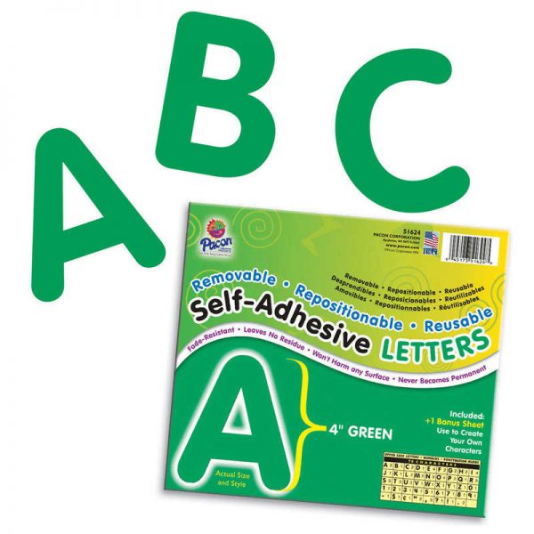 Pacon® Self-Adhesive Letters, Green, Puffy Font, 4", 78 Characters
