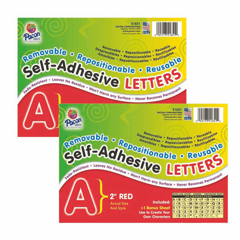 Pacon® Self-Adhesive Letters, Red, Puffy Font, 2", 159 Characters Per Pack, 2 Packs
