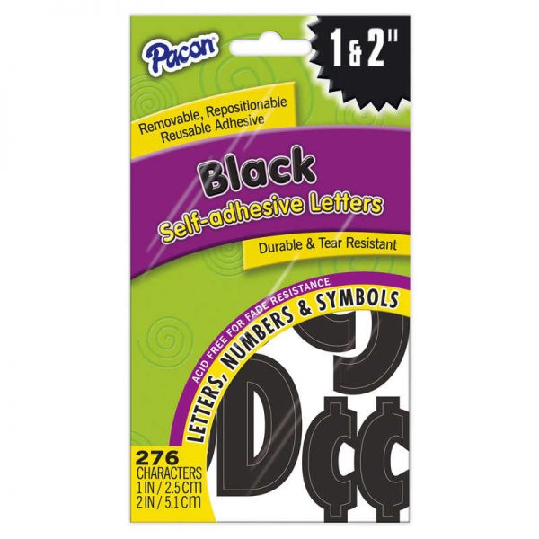Pacon® Self-Adhesive Letters, Black, Classic Font, 1" & 2", 276 Characters