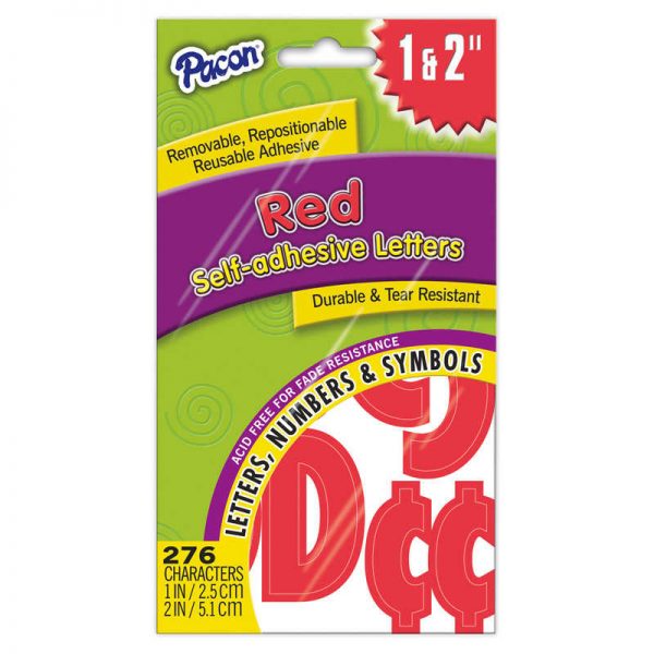 Pacon® Self-Adhesive Letters, Red, Classic Font, 1" & 2", 276 Characters
