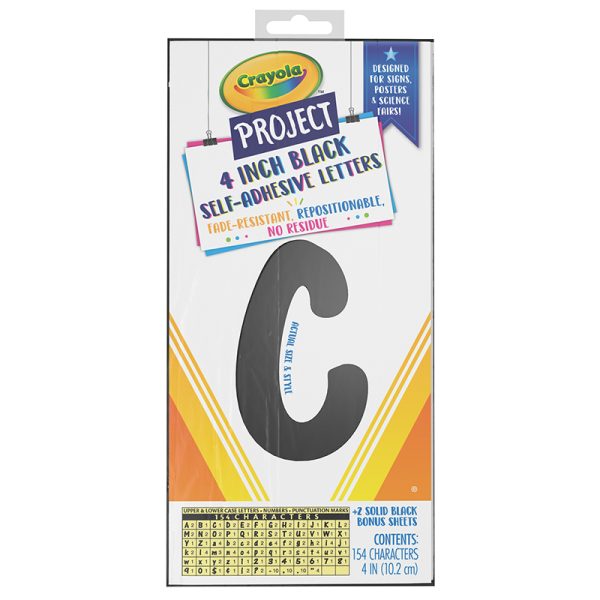 Crayola® Self-Adhesive Upper & Lowercase Letters, Black, 4", 154 Characters