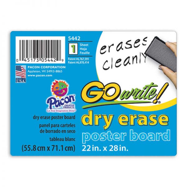 GoWrite!® Dry Erase Poster Board, White, 22" x 28", 25 Sheets
