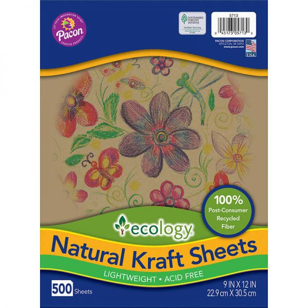 Ecology® Natural Kraft Sheets, Lightweight, 9" x 12", 500 Sheets
