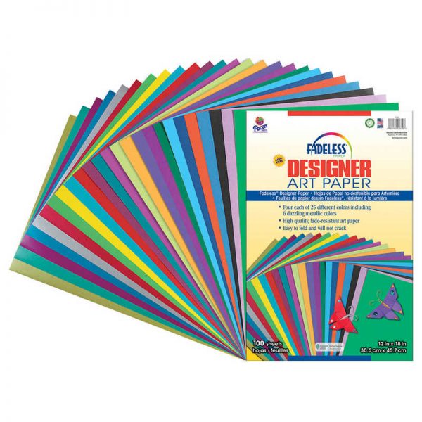 Fadeless® Paper Assortment, 25 Assorted Colors, 12" x 18", 100 Sheets