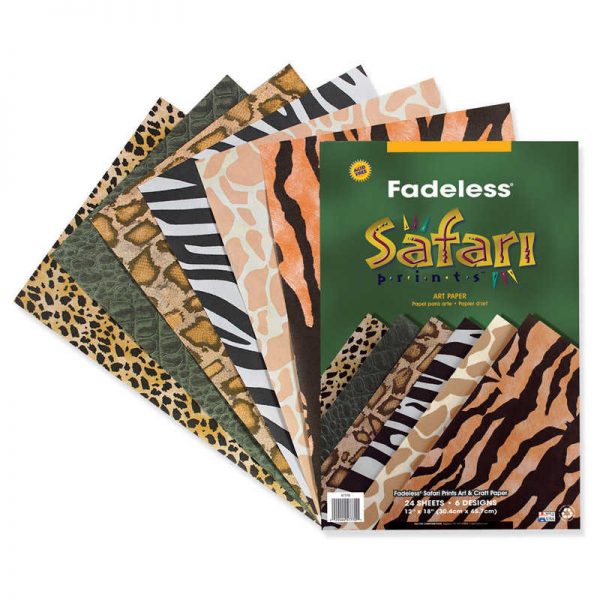 Fadeless® Safari Prints Paper, 6 Assorted Patterns, 12" x 18", 24 Sheets