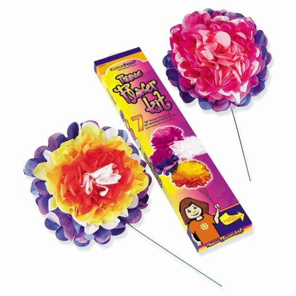 KolorFast® Tissue Flower Kit, 7 Assorted Colors, 10", 7 Flowers