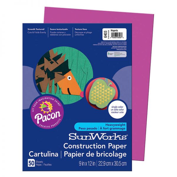 SunWorks® Construction Paper, Magenta, 9" x 12", 50 Sheets