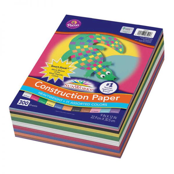 SunWorks® Construction Paper, 11 Assorted Colors, 9" x 12", 300 Sheets