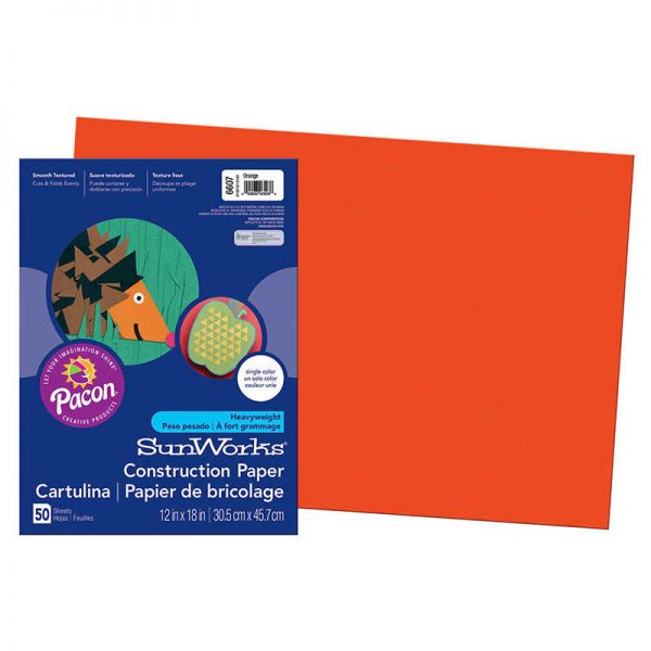 SunWorks® Construction Paper, Orange, 12" x 18", 50 Sheets