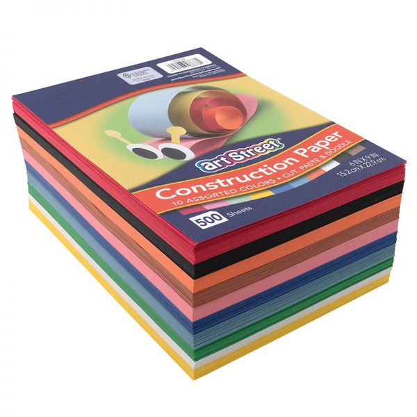 Art Street® Lightweight Construction Paper, 10 Assorted Colors, 6" x 9", 500 Sheets