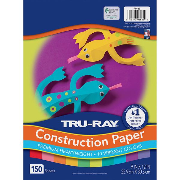 Tru-Ray® Construction Paper, 10 Vibrant Colors, 9" x 12", 150 Sheets