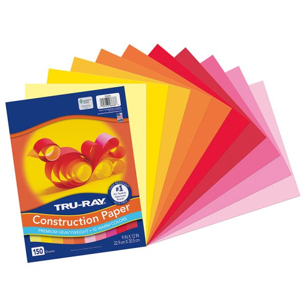 Tru-Ray® Construction Paper, Warm Assorted, 9" x 12", 150 Sheets