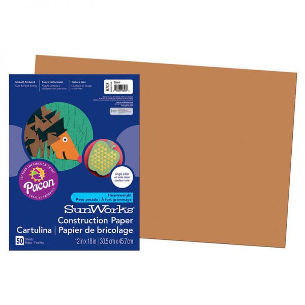 SunWorks® Construction Paper, Brown, 12" x 18", 50 Sheets