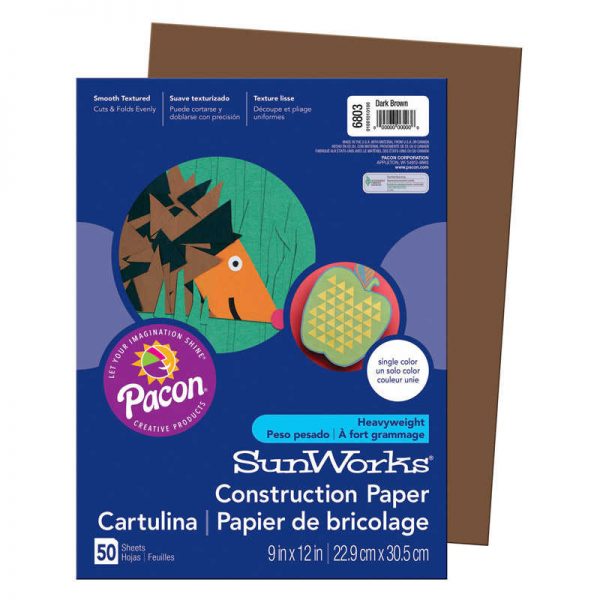 SunWorks® Construction Paper, Dark Brown, 9" x 12", 50 Sheets