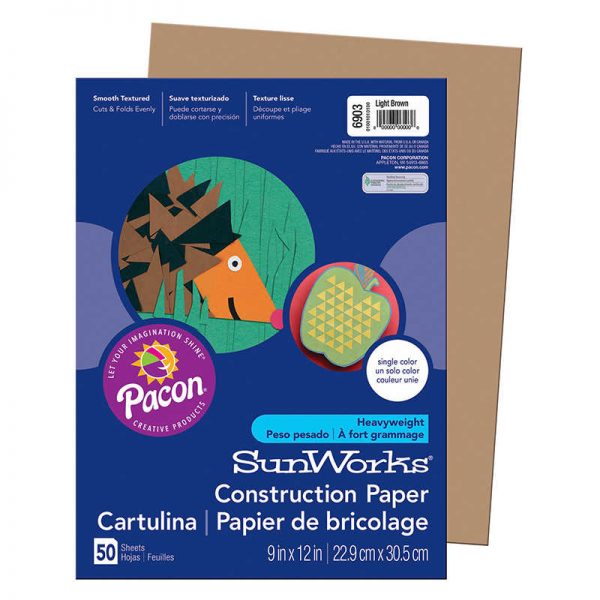 SunWorks® Construction Paper, Light Brown, 9" x 12", 50 Sheets