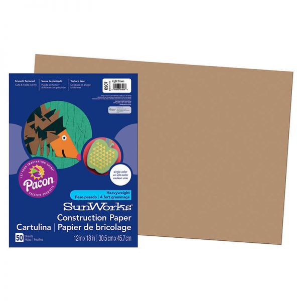 SunWorks® Construction Paper, Light Brown, 12" x 18", 50 Sheets