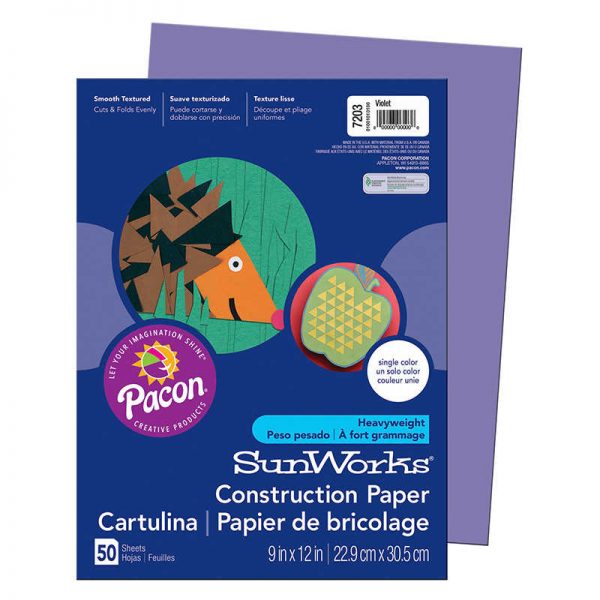 SunWorks® Construction Paper, Violet, 9" x 12", 50 Sheets