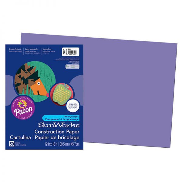SunWorks® Construction Paper, Violet, 12" x 18", 50 Sheets