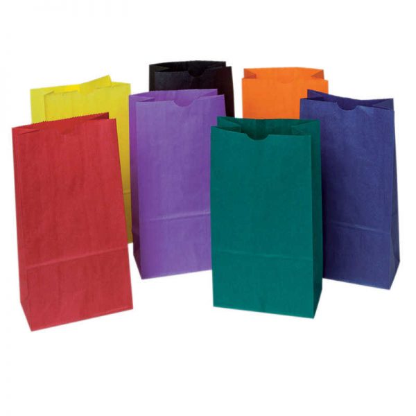 Rainbow® Kraft Bag, Assorted Bright Colors, 6" x 3-5/8" x 11", 28 Bags