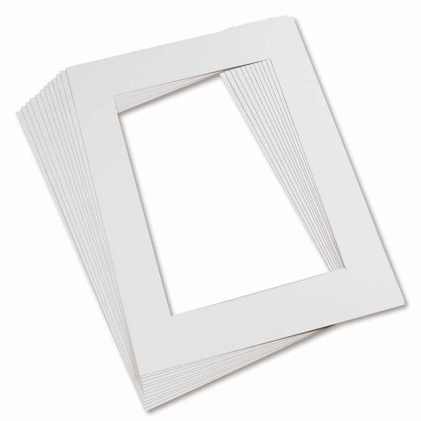 Pacon® Pre-Cut Mat Frames, 11.5" x 16.75" Frame, 8" x 10.75" Window, White, Pack of 12