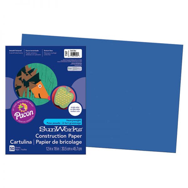 SunWorks® Construction Paper, Dark Blue, 12" x 18", 50 Sheets