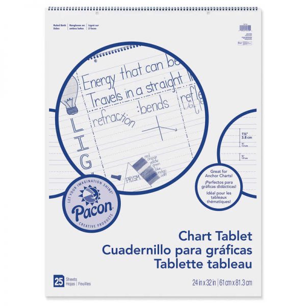Pacon® Chart Tablet, Manuscript Cover, 1-1/2" Ruled, 24" x 32", 25 Sheets