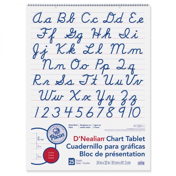 D'Nealian™ Chart Tablet, Cursive Cover, 2" Ruled, 24" x 32", 25 Sheets