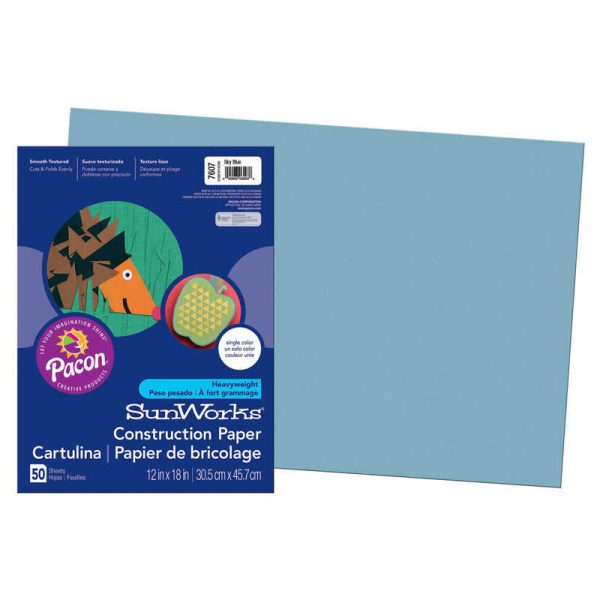 SunWorks® Construction Paper, Sky Blue, 12" x 18", 50 Sheets