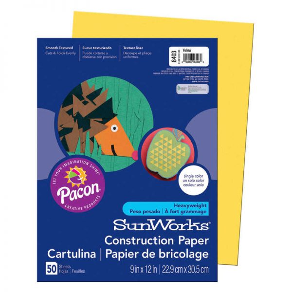 SunWorks® Construction Paper, Yellow, 9" x 12", 50 Sheets