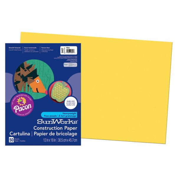 SunWorks® Construction Paper, Yellow, 12" x 18", 50 Sheets
