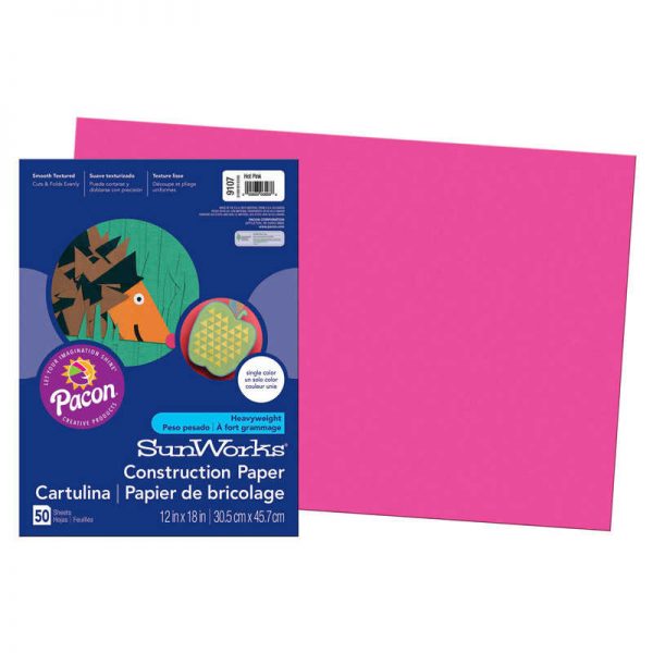 SunWorks® Construction Paper, Hot Pink, 12" x 18", 50 Sheets