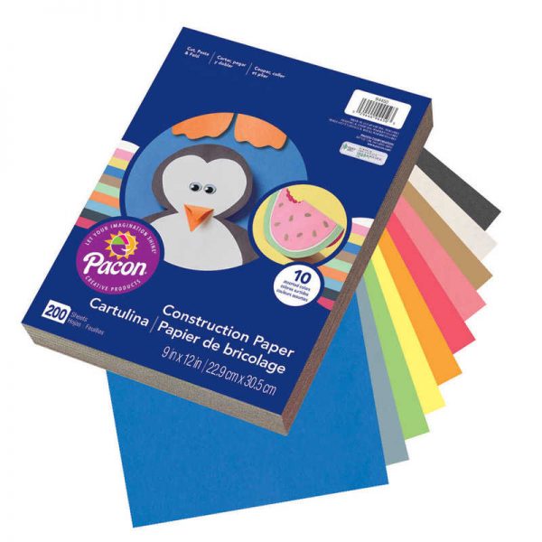 Art Street® Lightweight Construction Paper, 10 Assorted Colors, 9" x 12", 200 Sheets