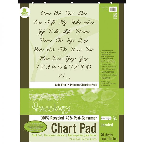 Ecology® Recycled Chart Pad, Unruled Cover, Unruled 24" x 32", 70 Sheets