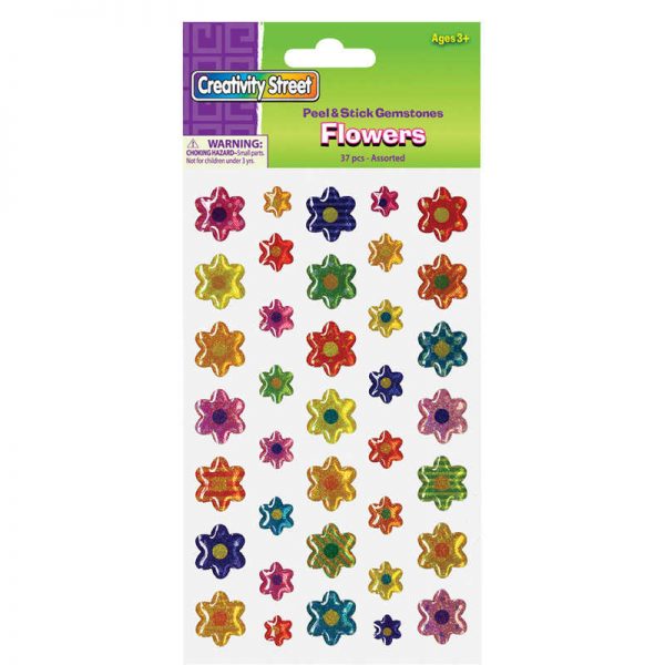 Creativity Street® Peel & Stick Gemstone Stickers, Flowers, Assorted Sizes, 37 Pieces