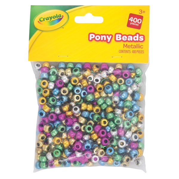 Crayola® Pony Beads, Assorted Metallic Colors, 400 Pieces